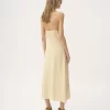 Robe midi à fines bretelles en jacquard de soie et dentelle