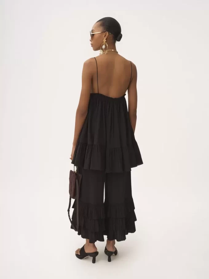 Robe mini froncée à fines bretelles en crêpe de Chine