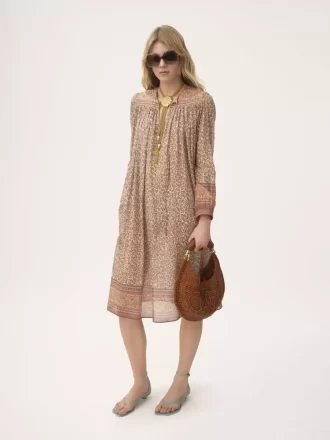 Robe tunique froncée en voile de coton