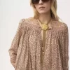 Robe tunique froncée en voile de coton