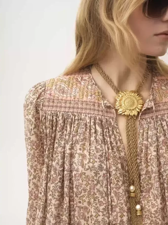 Robe tunique froncée en voile de coton
