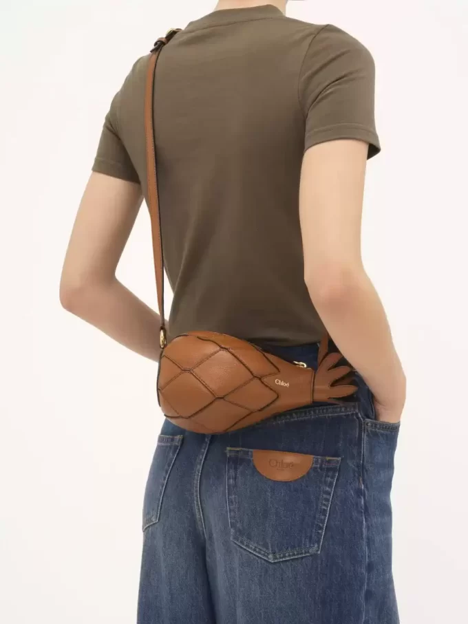 Sac bandoulière ananas en cuir grainé