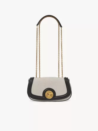 Sac bandoulière Horse Medal en toile et cuir grainé
