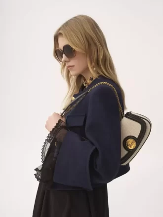 Sac bandoulière Horse Medal en toile et cuir grainé