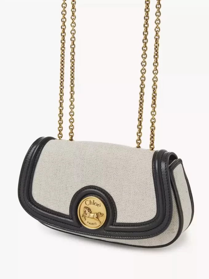 Sac bandoulière Horse Medal en toile et cuir grainé