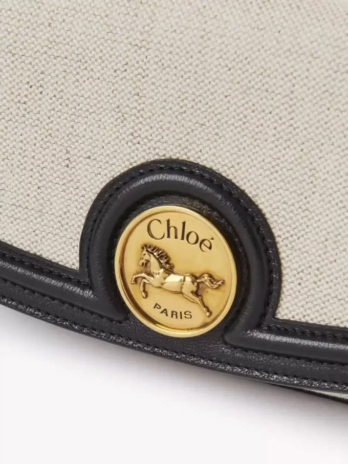 Sac bandoulière Horse Medal en toile et cuir grainé