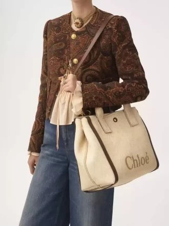 Sac cabas Chloé Carry en fibres effet raphia