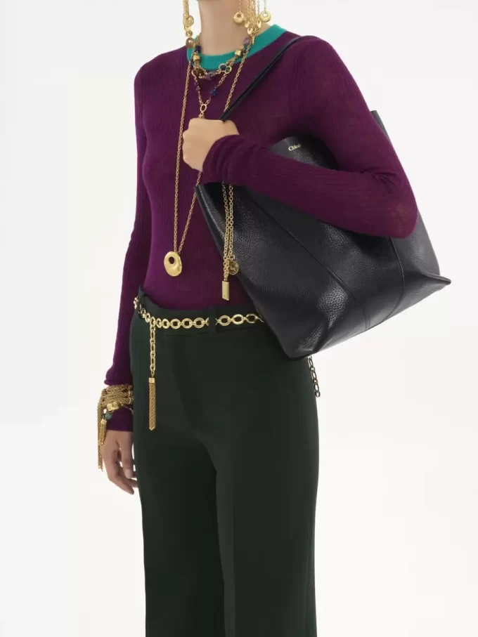 Sac cabas Chloé Spin en cuir grainé