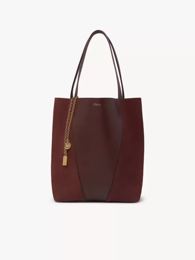 Sac cabas Chloé Spin en cuir grainé et daim