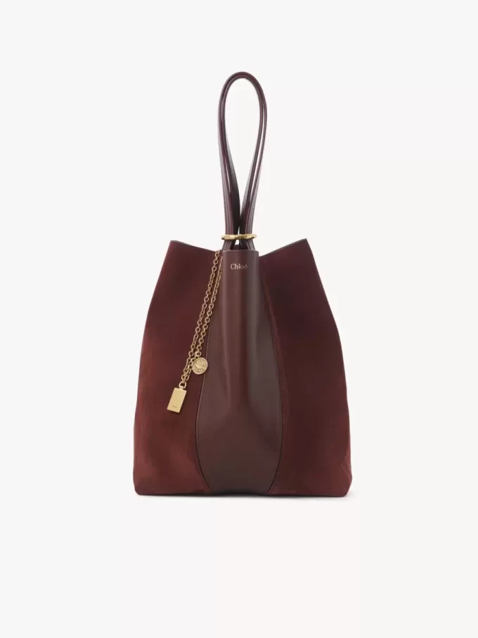 Sac cabas Chloé Spin en cuir grainé et daim