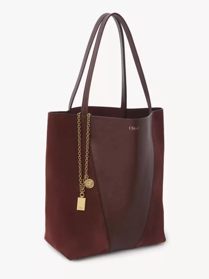 Sac cabas Chloé Spin en cuir grainé et daim