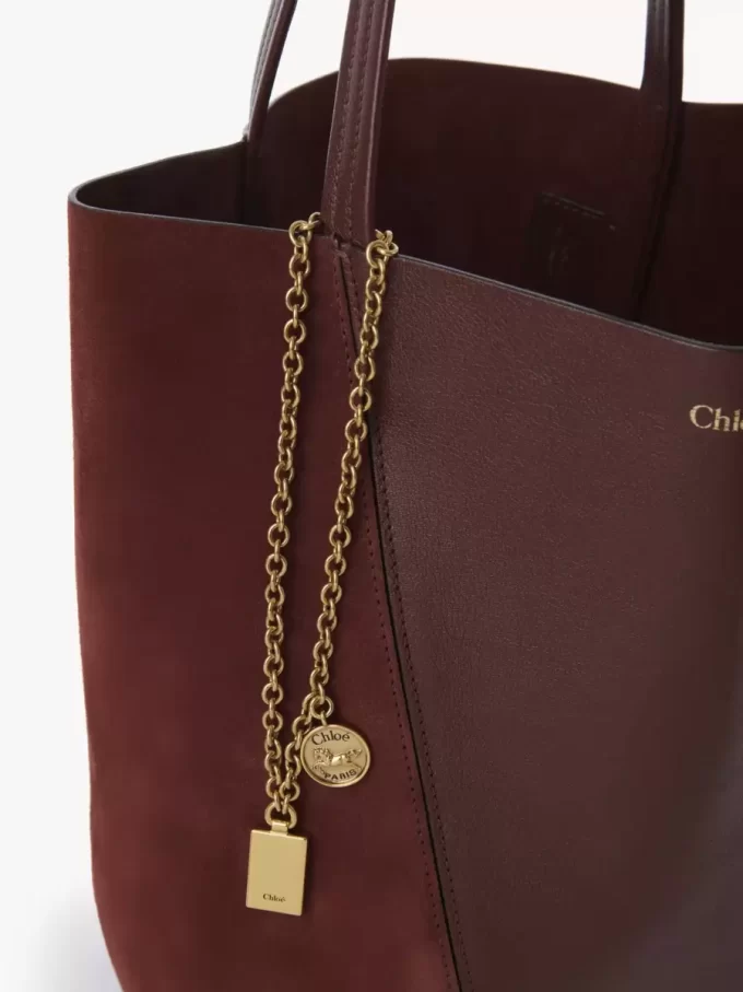Sac cabas Chloé Spin en cuir grainé et daim