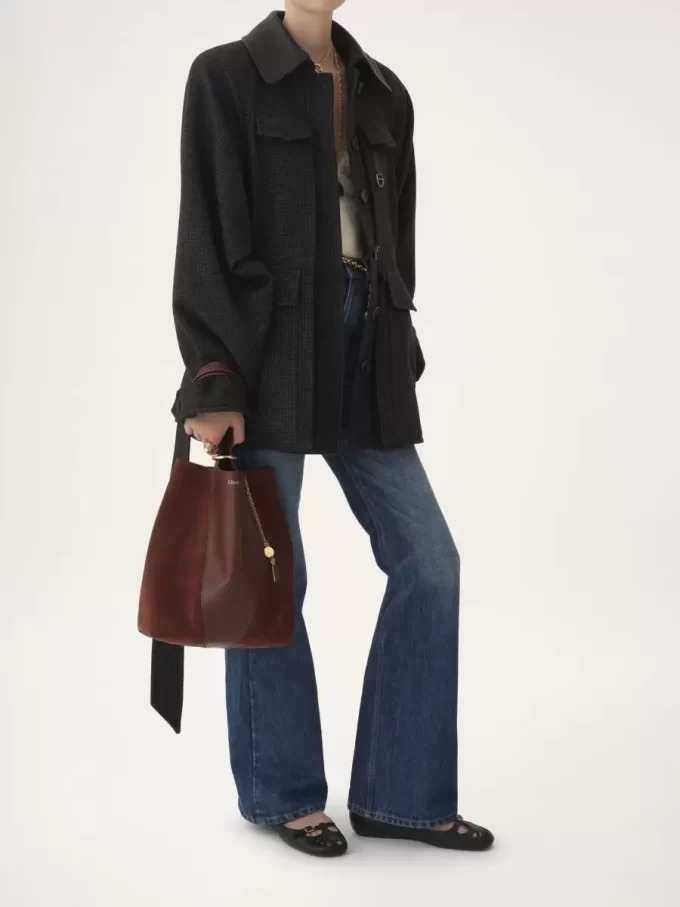 Sac cabas Chloé Spin en cuir grainé et daim