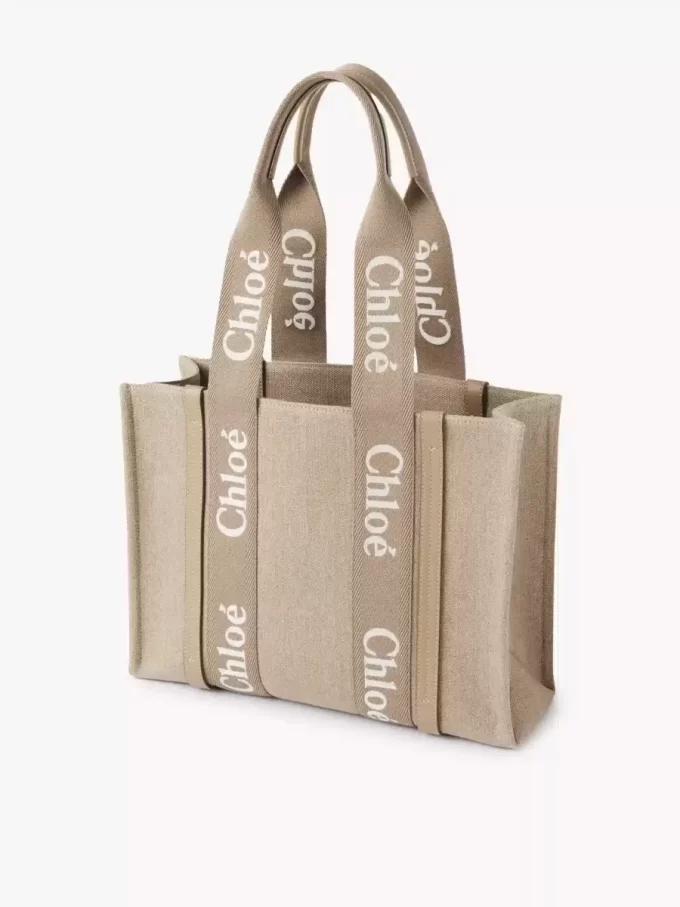 Sac cabas Woody en lin et cuir Sac cabas Woody en lin et cuir