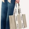 Sac cabas Woody en lin et cuir Sac cabas Woody en lin et cuir