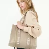Sac cabas Woody en lin et cuir Sac cabas Woody en lin et cuir