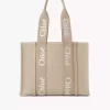 Sac cabas Woody en lin et cuir Sac cabas Woody en lin et cuir