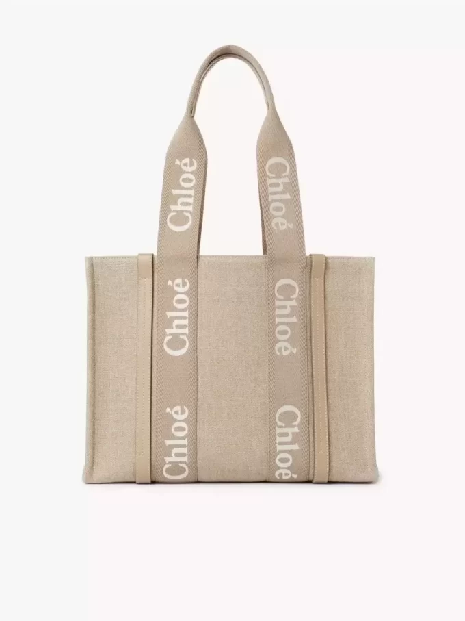 Sac cabas Woody en lin et cuir Sac cabas Woody en lin et cuir