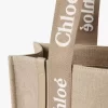 Sac cabas Woody en lin et cuir Sac cabas Woody en lin et cuir