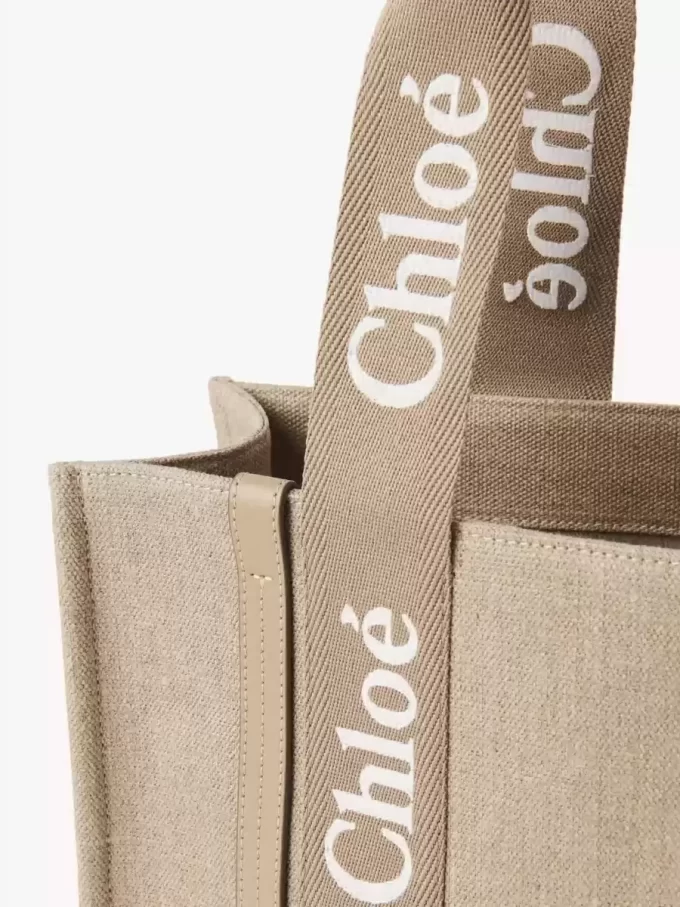 Sac cabas Woody en lin et cuir Sac cabas Woody en lin et cuir