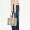 Sac cabas Woody en lin et cuir Sac cabas Woody en lin et cuir
