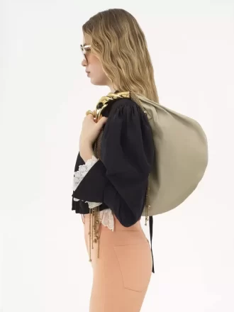 Sac hobo Twisted Shell en cuir brillant