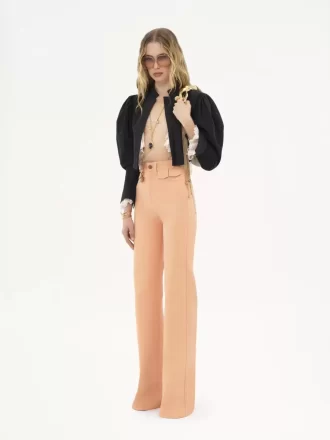 Veste courte à manches bouffantes en faille de soie