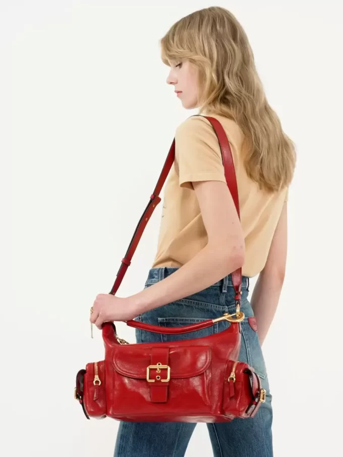 Sac photo en cuir brillant Sac photo en cuir brillant
