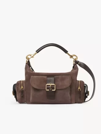 Sac photo en cuir suédé