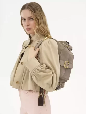 Sac photo en cuir suédé