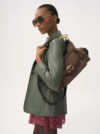 Sac photo en cuir suédé