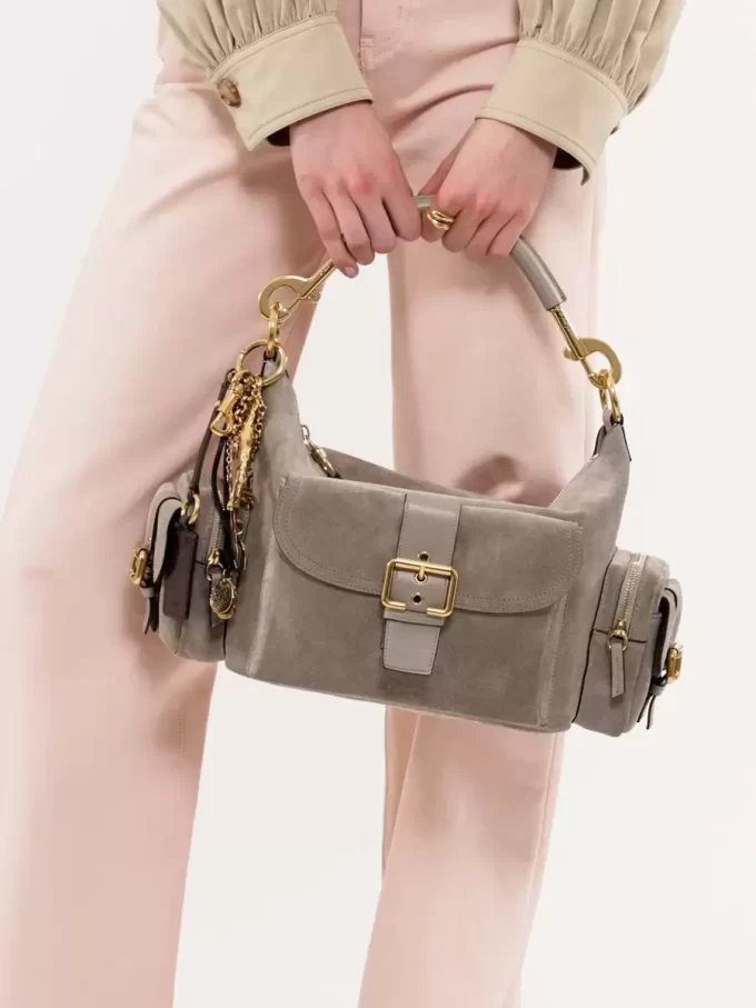 Sac photo en cuir suédé Sac photo en cuir suédé