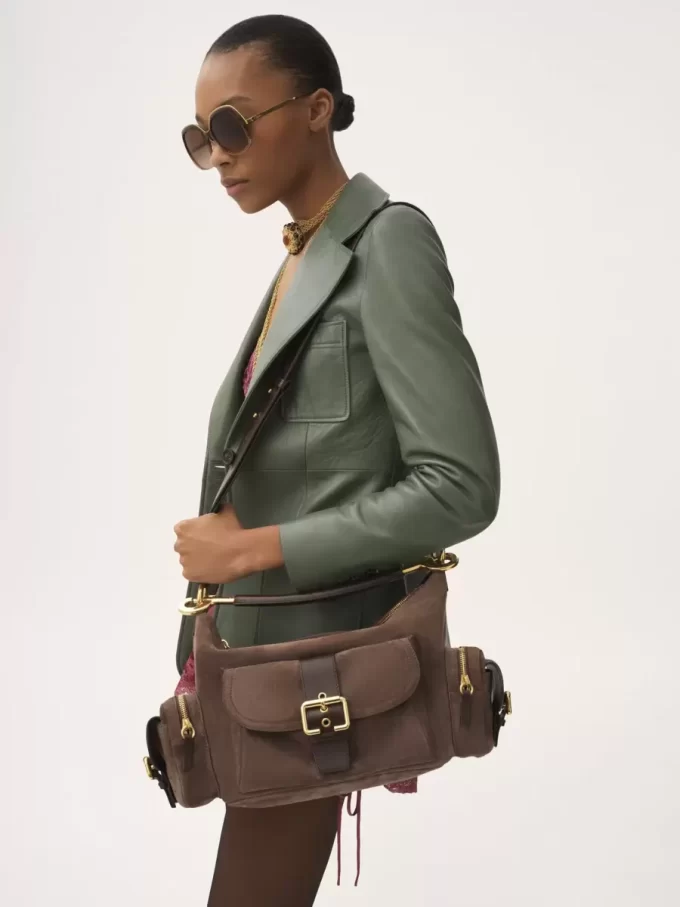 Sac photo en cuir suédé Sac photo en cuir suédé