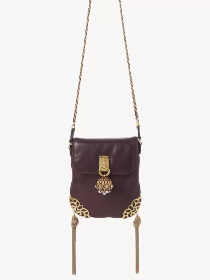 Sac à rabat chaîne Château Treasures en cuir grainé