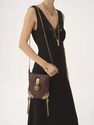 Sac à rabat chaîne Château Treasures en cuir grainé