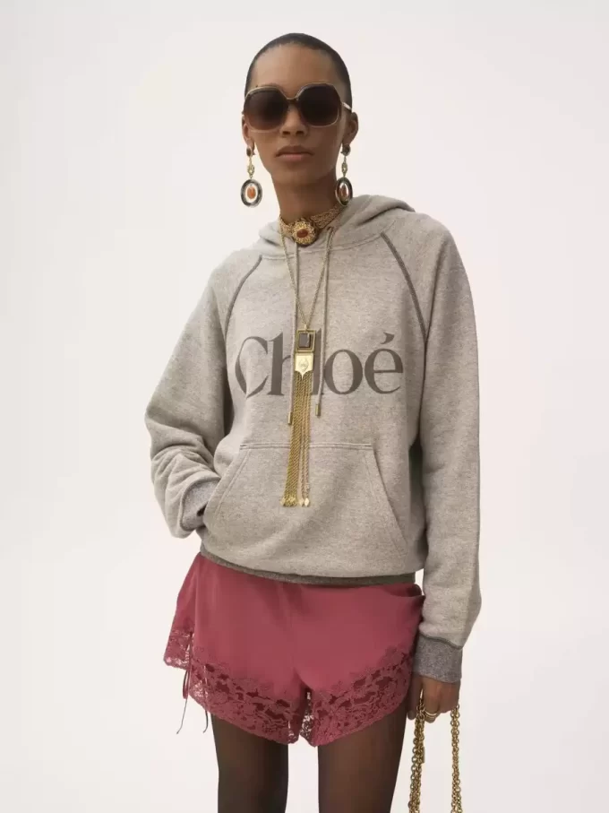 Sweat à capuche à logo surdimensionné en mélange de coton polaire Sweat à capuche à logo surdimensionné en mélange de coton polaire