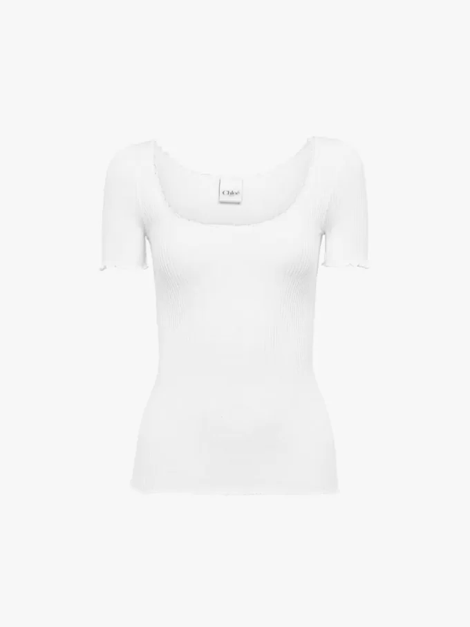 T-shirt ajusté à col rond en coton T-shirt ajusté à col rond en coton
