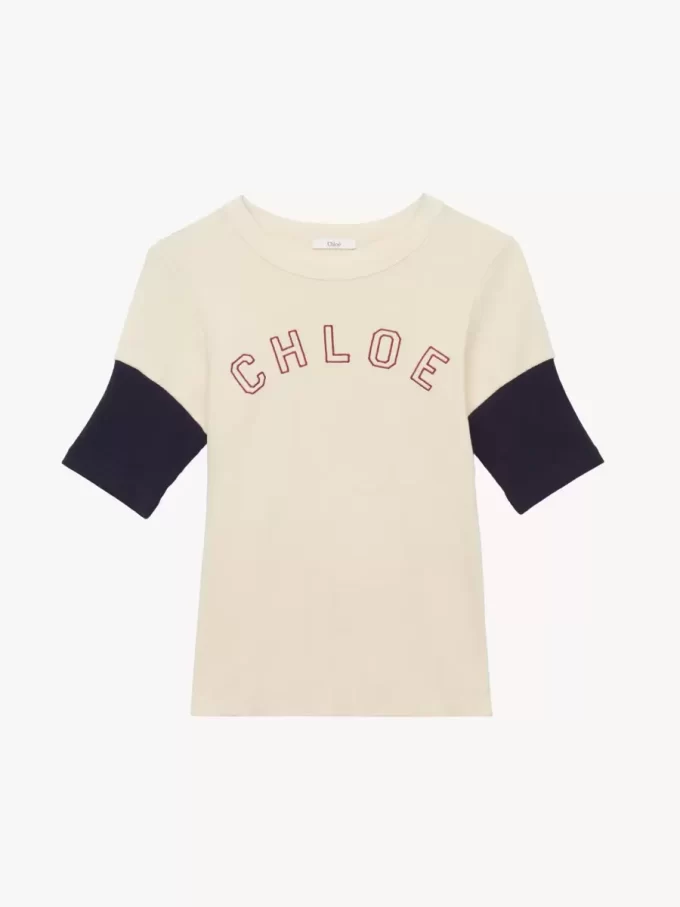 T-shirt ajusté à logo en coton flammé T-shirt ajusté à logo en coton flammé