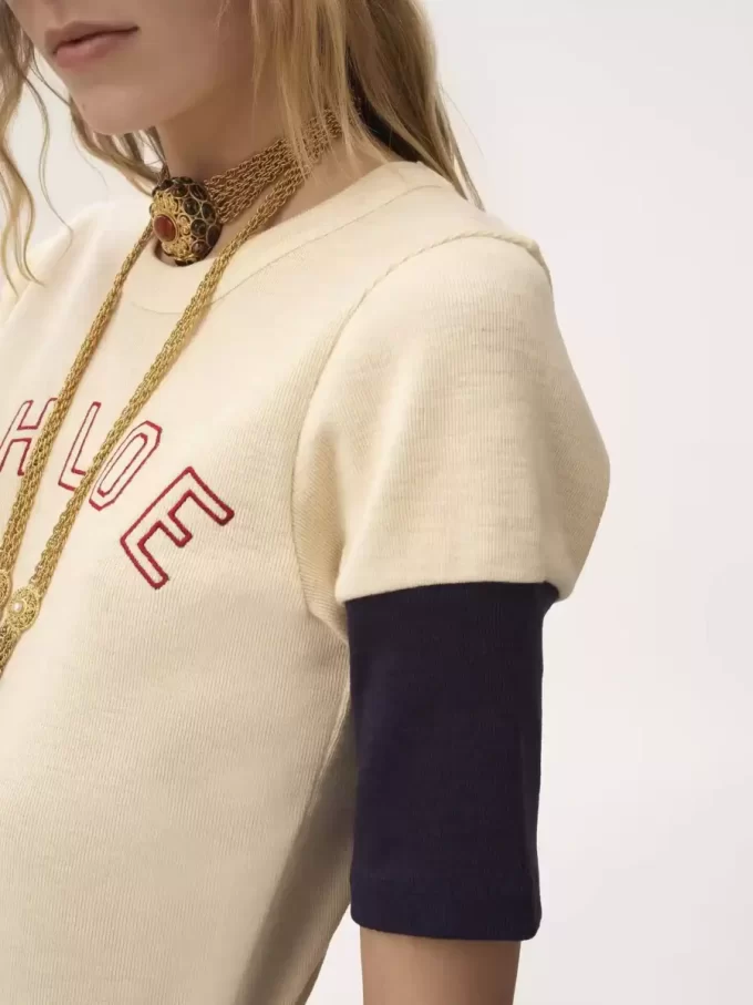 T-shirt ajusté à logo en coton flammé T-shirt ajusté à logo en coton flammé