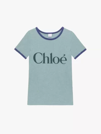 T-shirt ajusté à logo en jersey de coton mélangé
