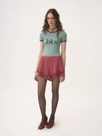 T-shirt ajusté à logo en jersey de coton mélangé