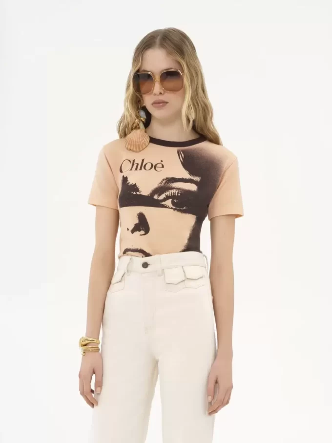 T-shirt col rond avec logo en jersey de coton T-shirt col rond avec logo en jersey de coton