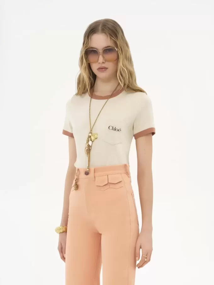T-shirt col rond avec logo en jersey de coton T-shirt col rond avec logo en jersey de coton