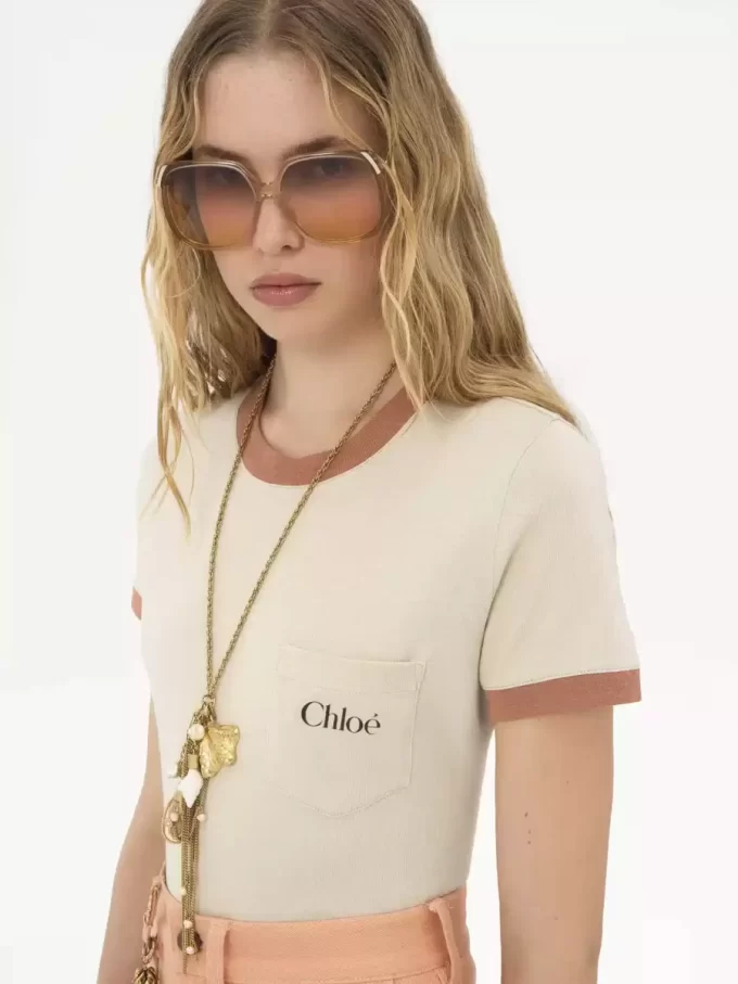 T-shirt col rond avec logo en jersey de coton T-shirt col rond avec logo en jersey de coton
