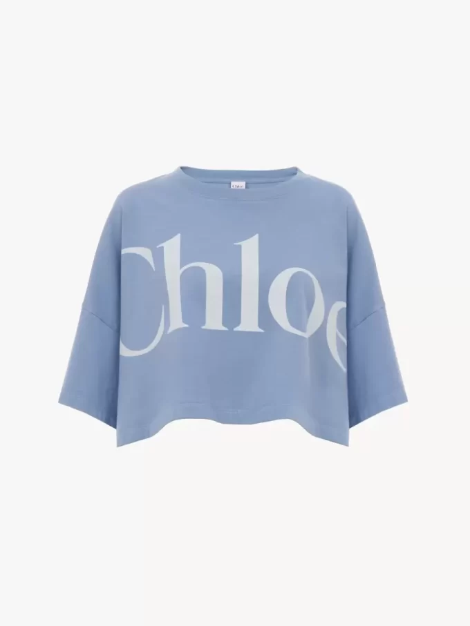 T-shirt court à logo boxy en jersey de coton