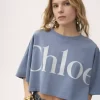 T-shirt court à logo boxy en jersey de coton