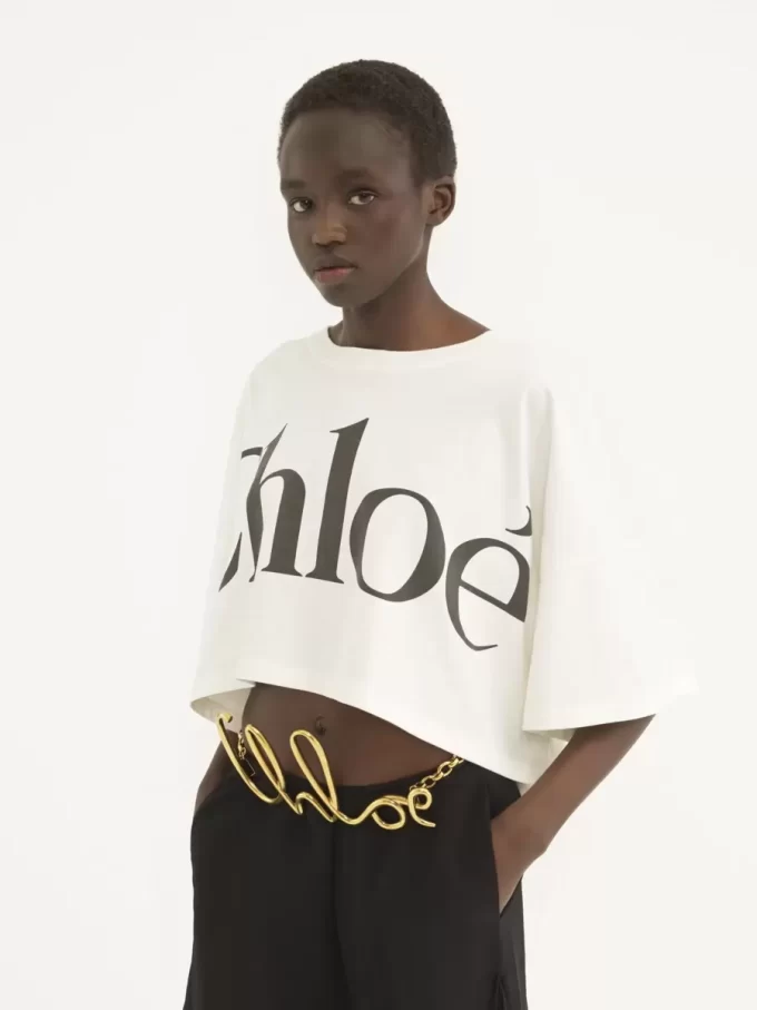 T-shirt court à logo boxy en jersey de coton