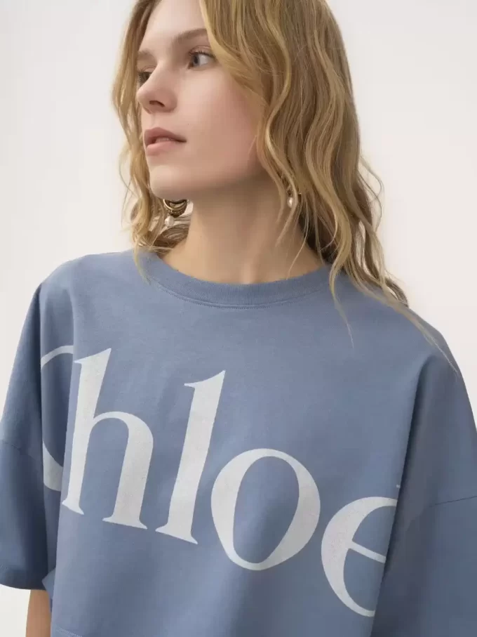 T-shirt court à logo boxy en jersey de coton