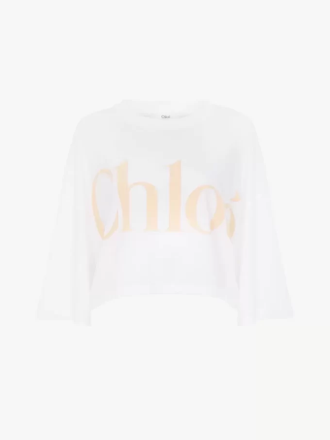 T-shirt oversize court avec logo en jersey de coton