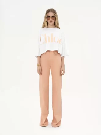 T-shirt oversize court avec logo en jersey de coton
